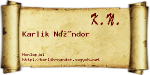 Karlik Nándor névjegykártya