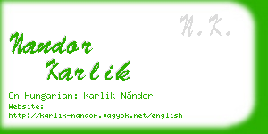 nandor karlik business card