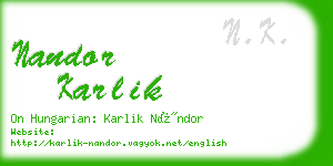 nandor karlik business card